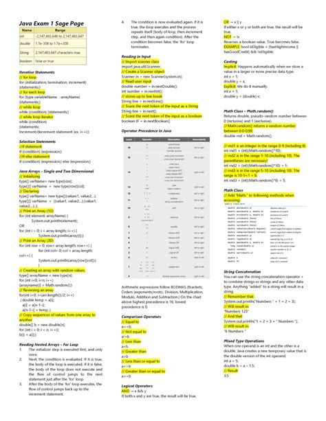 java flashcards|java exam cheat sheet.